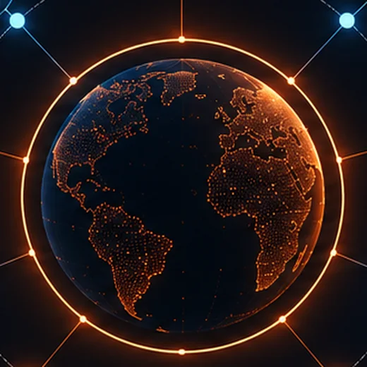 A globe ringed with connection points, standing for one digital signal and the context held around it.